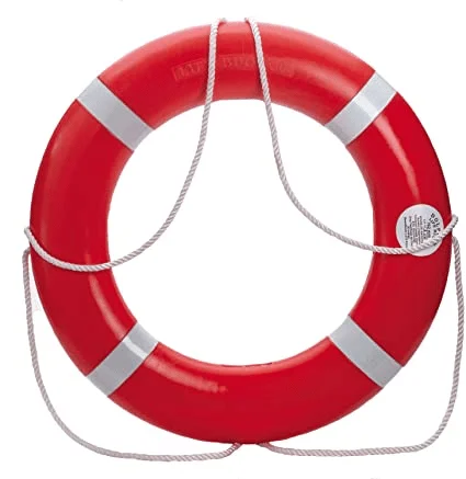A lifebuoy, used to save a person who has fallen in the water from a boat. 